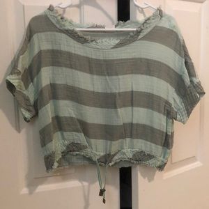 Mint and Gray Striped Shirt